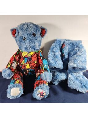 Blue Teddy Bear with Avengers Superhero Print Outfit Removable Clothes Unbranded